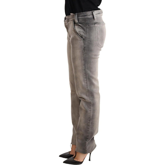Ermanno Scervino Chic Gray Washed Low Waist Skinny Jeans Jeans & Pants Ermanno Scervino Dim Gray