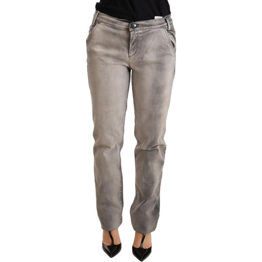 Ermanno Scervino Chic Gray Washed Low Waist Skinny Jeans Jeans & Pants Ermanno Scervino Slate Gray