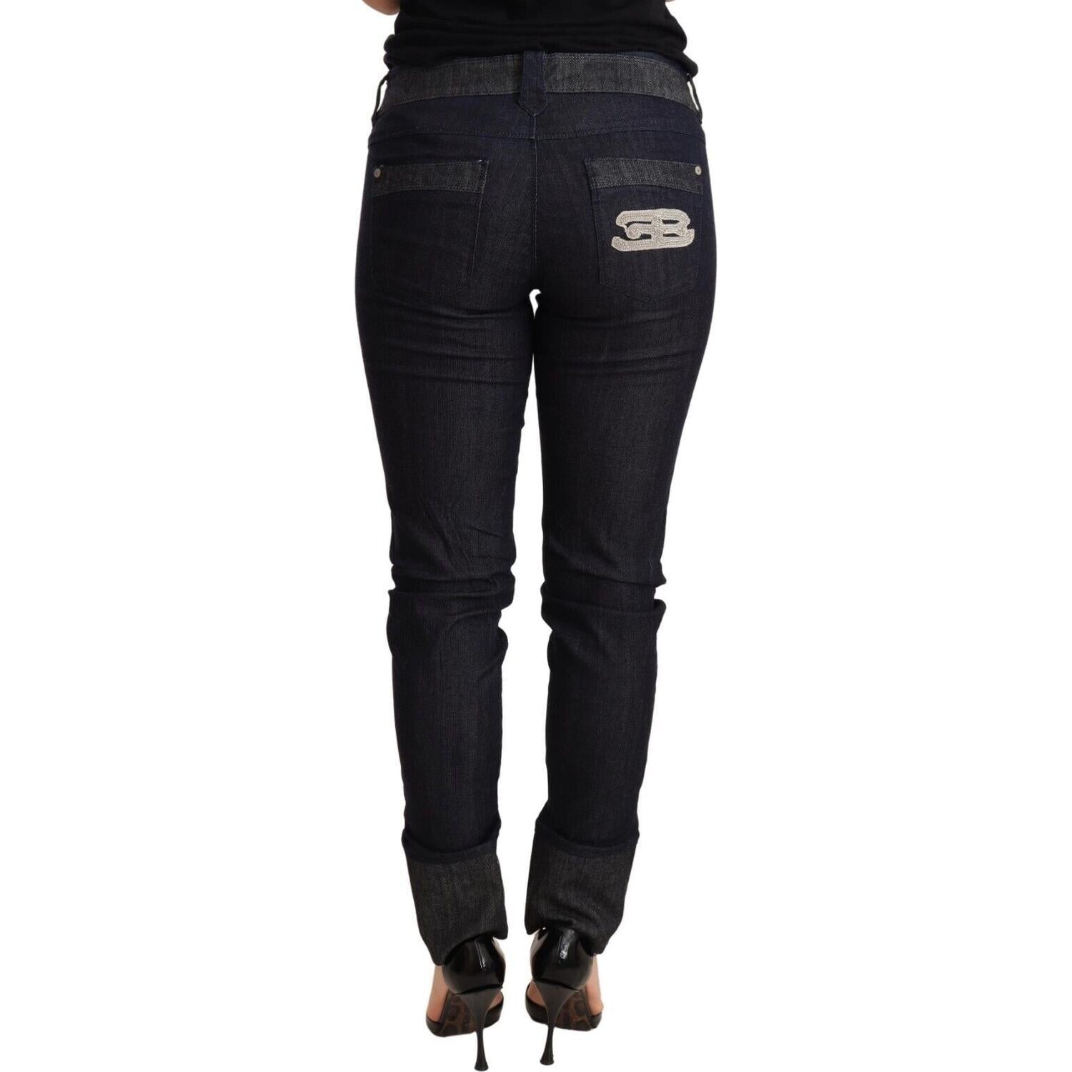 Ermanno Scervino Blue Skinny Folded Hem Denim Trouser Cotton Jeans