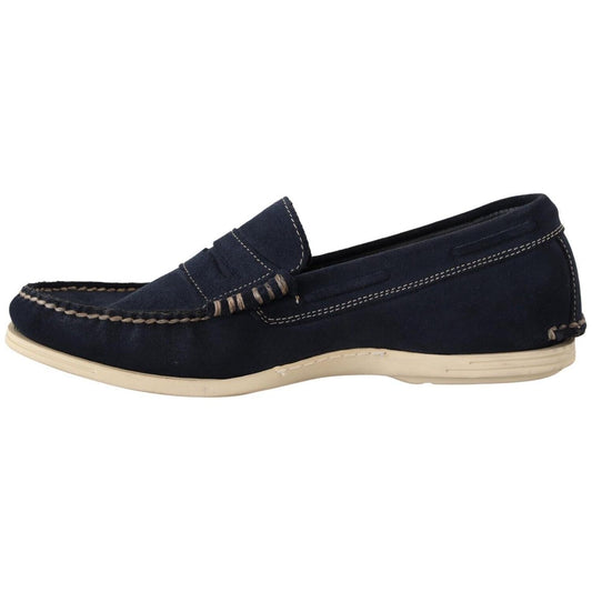Pollini Chic Suede Blue Moccasins for Men MAN LOAFERS Pollini Black