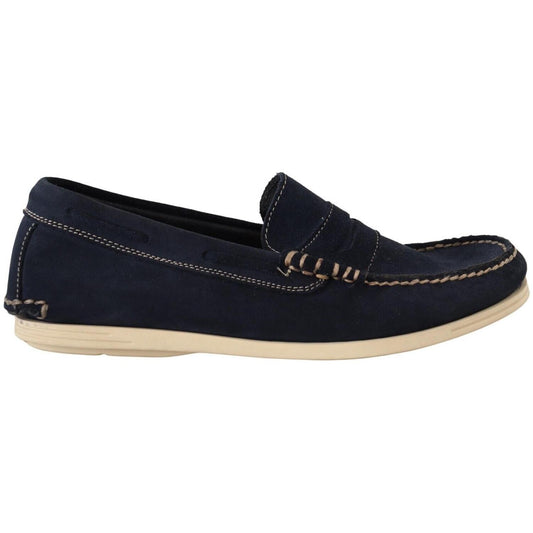 Pollini Chic Suede Blue Moccasins for Men MAN LOAFERS Pollini Gray
