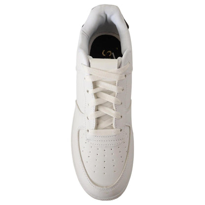 SIGNS White Leather Perforated Lace Up Sneakers Casual Men Shoes MAN SNEAKERS