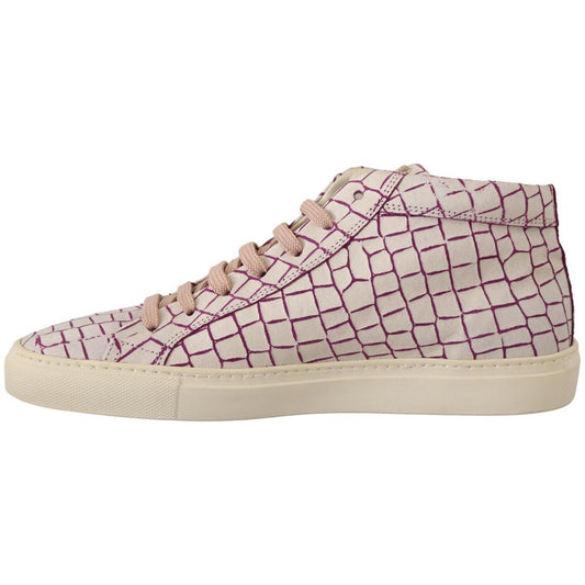 HIDE & JACK Chic White & Burgundy Mid-Cut Leather Sneakers MAN SNEAKERS HIDE & JACK Gray
