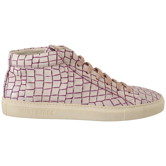 HIDE & JACK Chic White & Burgundy Mid-Cut Leather Sneakers MAN SNEAKERS HIDE & JACK Gray