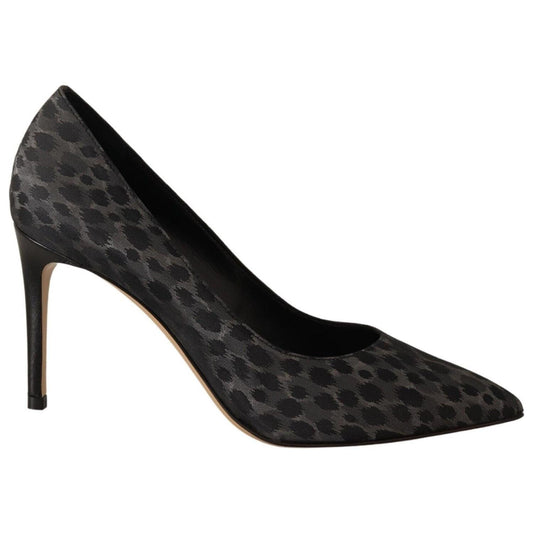 Sofia Black Leopard Leather Stiletto High Heels Pumps Shoes LA9379 - 39