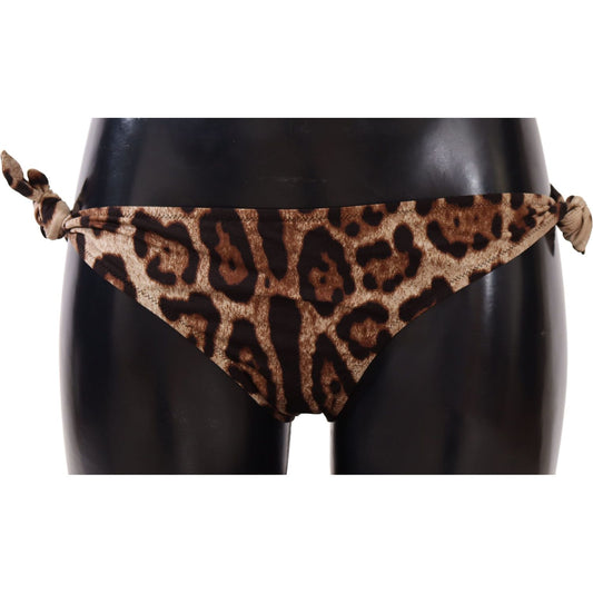 Dolce & Gabbana Elegant Leopard Print Bikini Bottom WOMAN SWIMWEAR Dolce & Gabbana Black