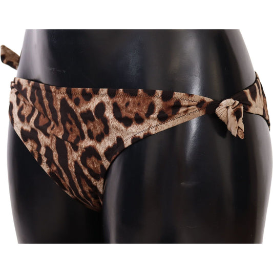 Dolce & Gabbana Elegant Leopard Print Bikini Bottom WOMAN SWIMWEAR Dolce & Gabbana Black