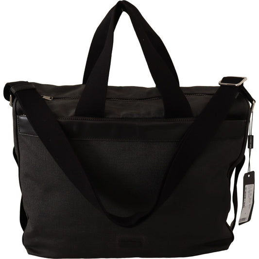 Dolce & Gabbana Elegant Men's Denim & Leather Messenger Bag WOMAN SHOULDER BAGS Dolce & Gabbana Black