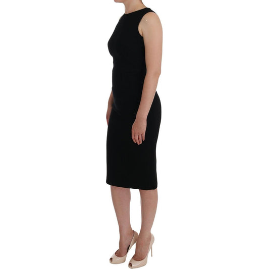 Dolce & Gabbana Black Stretch Crystal Sheath Gown Dress DR1041- 38
