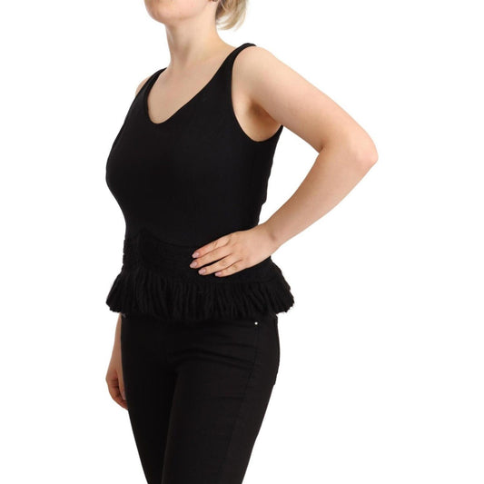 Ermanno Scervino Black Cotton Sleevelesss Tank Casual Top TSH7432 - 2