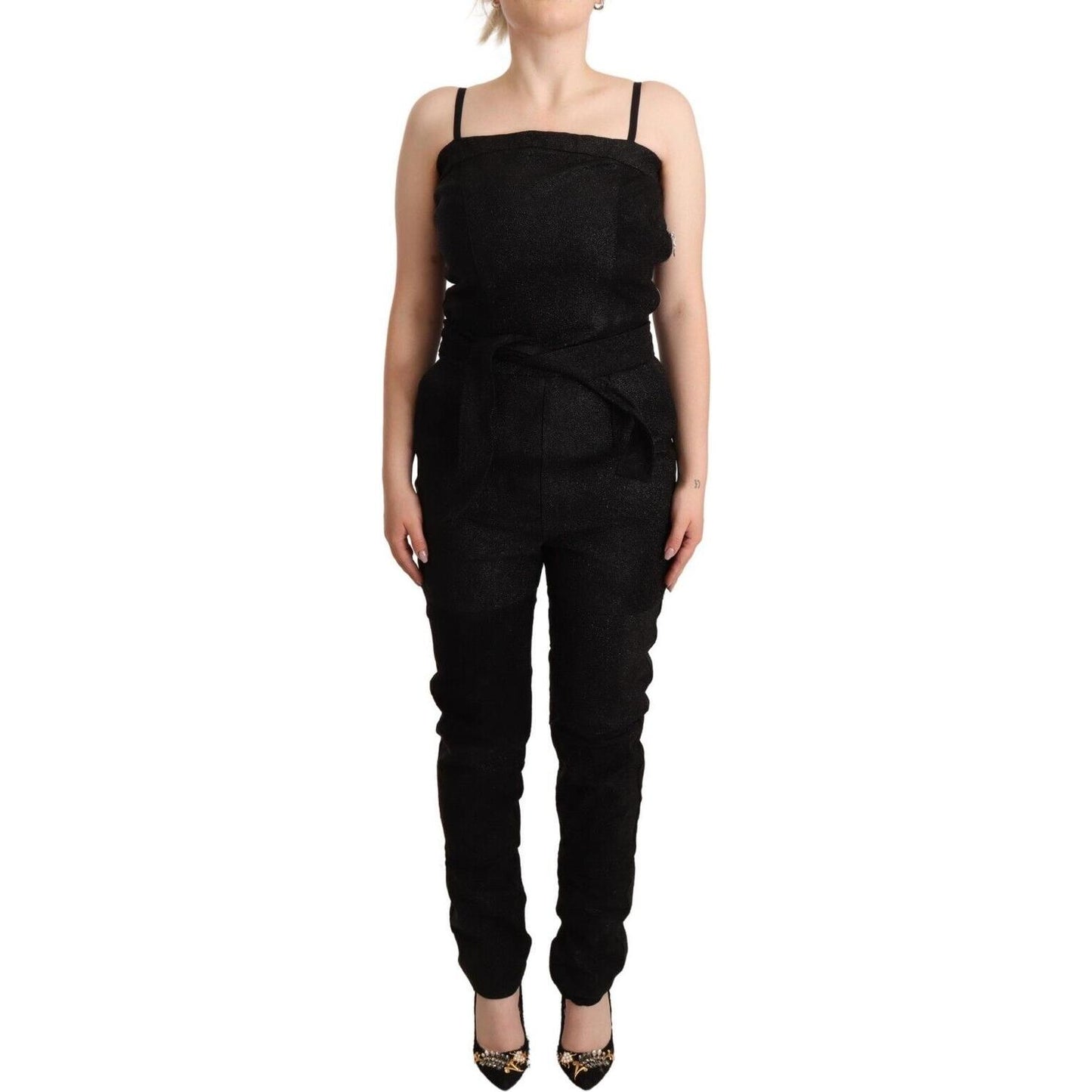 La Maison du Couturier Black Spaghetti Strap Jumpsuit Dress Jeans & Pants