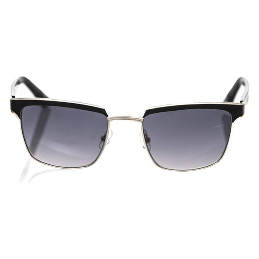 Frankie Morello Black Metallic Fiber Men Sunglass Frankie Morello Slate Gray