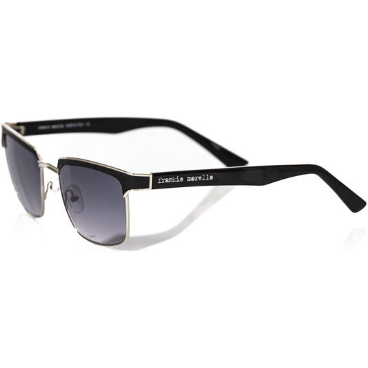 Frankie Morello Black Metallic Fiber Men Sunglass Frankie Morello Dark Slate Gray
