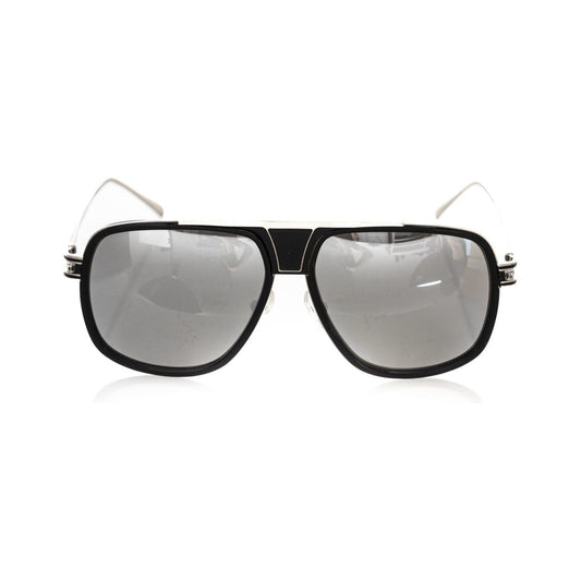 Frankie Morello Black Metallic Men Sunglasses Frankie Morello Dark Gray
