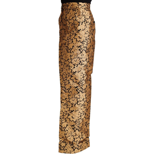 Dolce & Gabbana Elegant Floral Jacquard High Waist Trousers Jeans & Pants Dolce & Gabbana Sienna