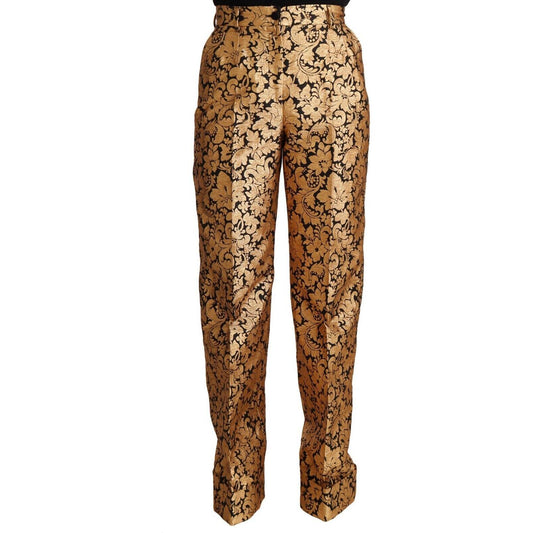 Dolce & Gabbana Elegant Floral Jacquard High Waist Trousers Jeans & Pants Dolce & Gabbana Sienna