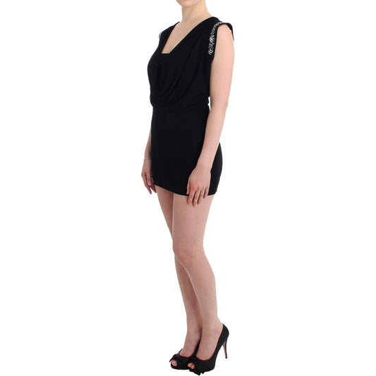 Roccobarocco Elegant Draped Neckline Sleeveless Dress Dresses Roccobarocco Rosy Brown