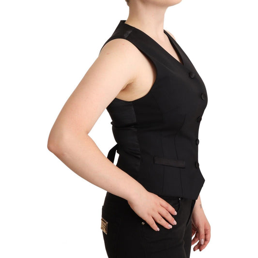 Dolce & Gabbana Black Button Down Sleeveless Viscose Vest Top TSH7062 - 36