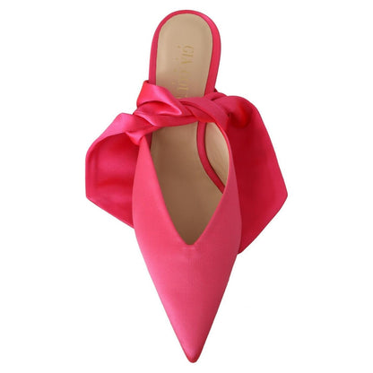 GIA COUTURE Pink Leather Lace Up Kitten Heels Pumps Shoes
