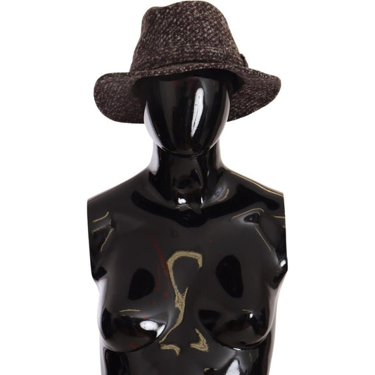 Dolce & Gabbana Elegant Gray Tweed Wide Brim Hat Dolce & Gabbana Black