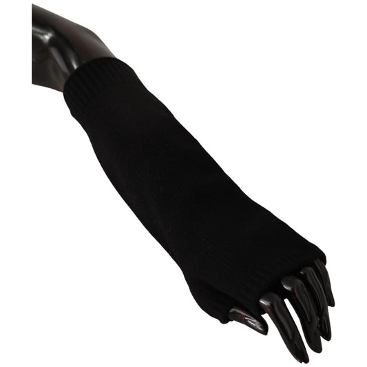 Dolce & Gabbana Elegant Black Cashmere Fingerless Gloves Dolce & Gabbana Black