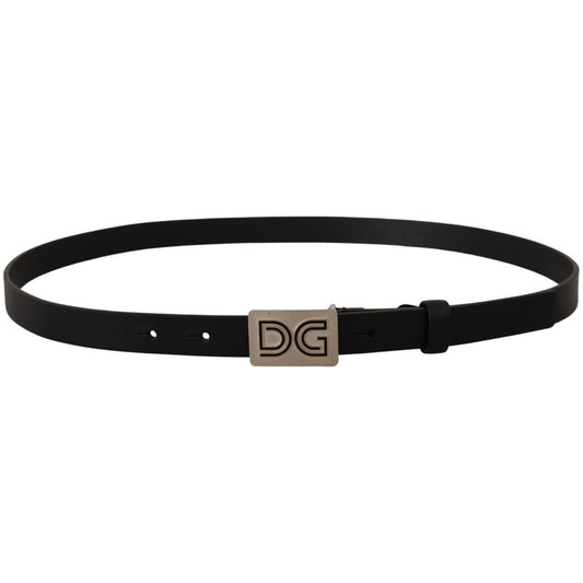 Dolce & Gabbana Elegant Black Leather Belt with Silver Buckle Dolce & Gabbana Black