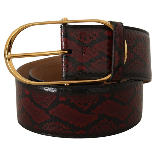 Dolce & Gabbana Elegant Red Python Leather Belt with Gold Buckle WOMAN BELTS Dolce & Gabbana Black