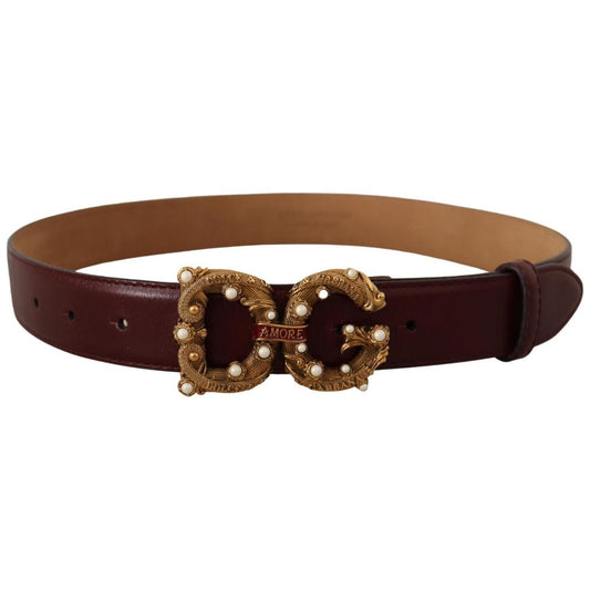 Dolce & Gabbana Elegant Bordeaux Leather Amore Belt Dolce & Gabbana Dark Slate Gray