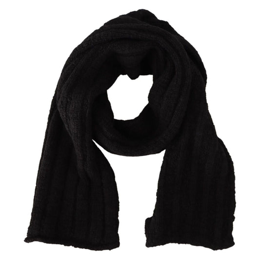 Dolce & Gabbana Elegance Unleashed Black Wool Scarf Dolce & Gabbana Black