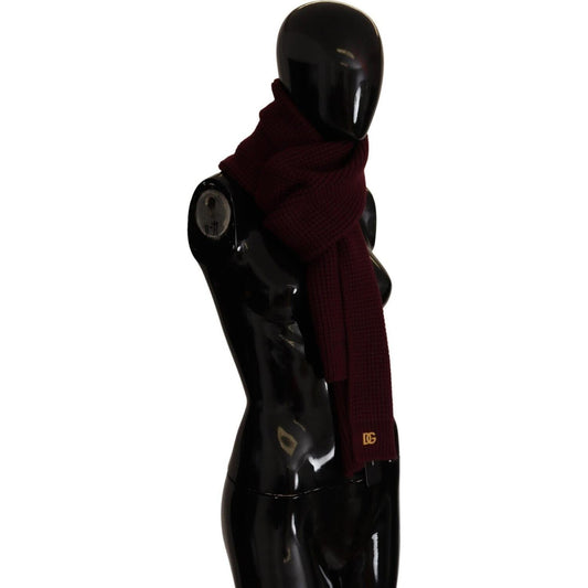 Dolce & Gabbana Elegant Cashmere Knit Scarf in Dark Red Dolce & Gabbana Black