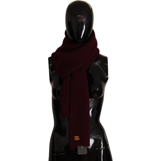 Dolce & Gabbana Elegant Cashmere Knit Scarf in Dark Red Dolce & Gabbana Black