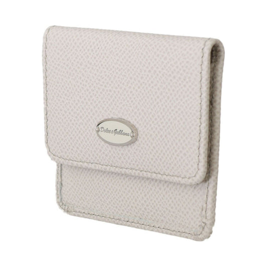 Dolce & Gabbana Chic White Leather Condom Case Wallet Dolce & Gabbana Light Gray