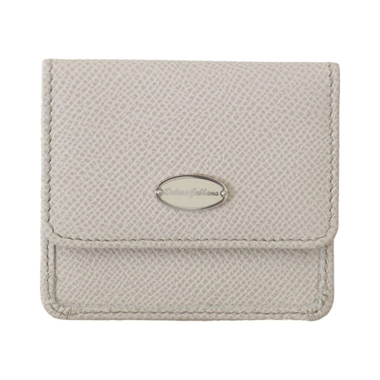 Dolce & Gabbana Chic White Leather Condom Case Wallet Dolce & Gabbana Gray