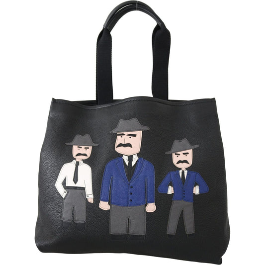 Dolce & Gabbana Elegant Black Leather Tote for Men MAN TOTE Dolce & Gabbana Dark Slate Gray