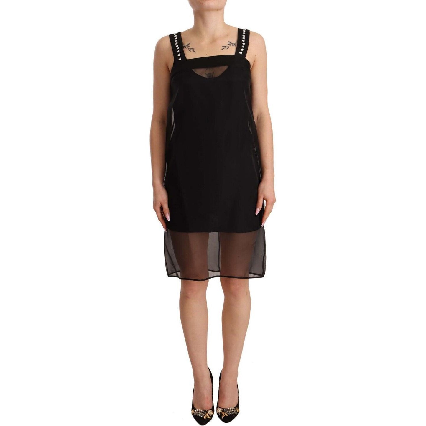 Dolce & Gabbana Black Silk Stretch Crystal Sheath Mini Dress