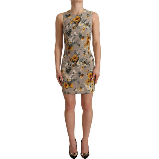 Dolce & Gabbana Elegant Floral Sheath Mini Dress Dolce & Gabbana Dim Gray