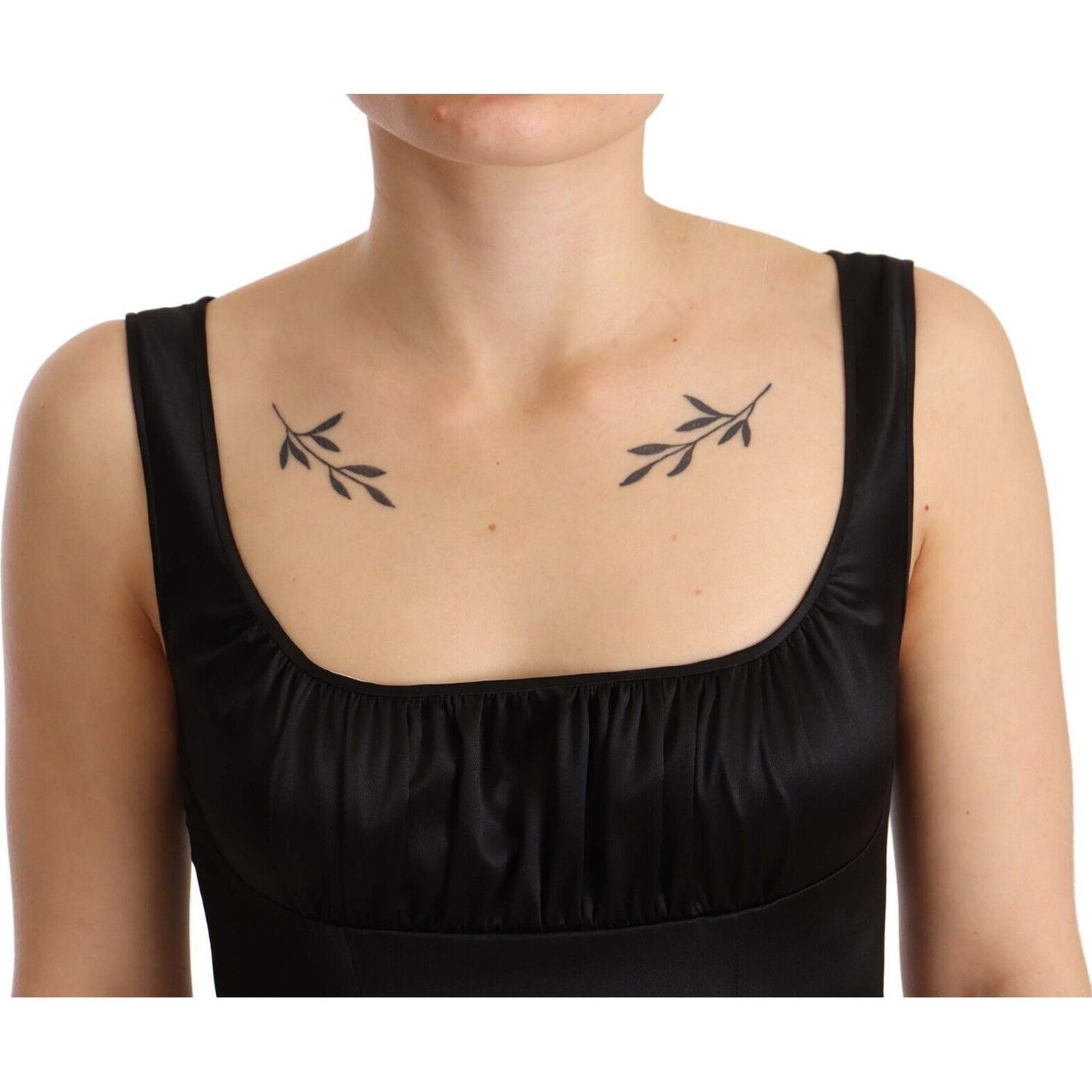 Dolce & Gabbana Black Silk Stretch Sheath Mermaid Midi Dress