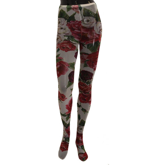 Dolce & Gabbana Elegant Floral Print Mesh Tights Dolce & Gabbana Dark Slate Gray