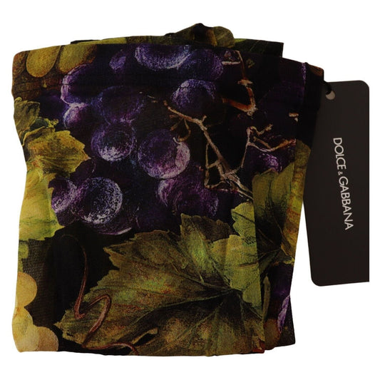Dolce & Gabbana Elegant Black Grapes Printed Nylon Tights Dolce & Gabbana Black
