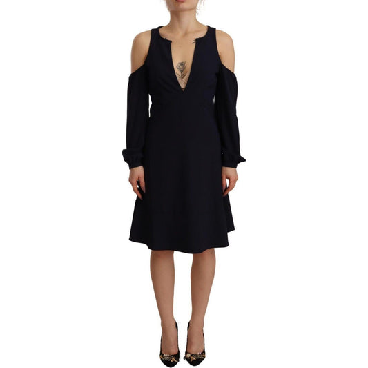 Twinset Black Long Sleeves Open Shoulder A-line Dress DR28453 - 40