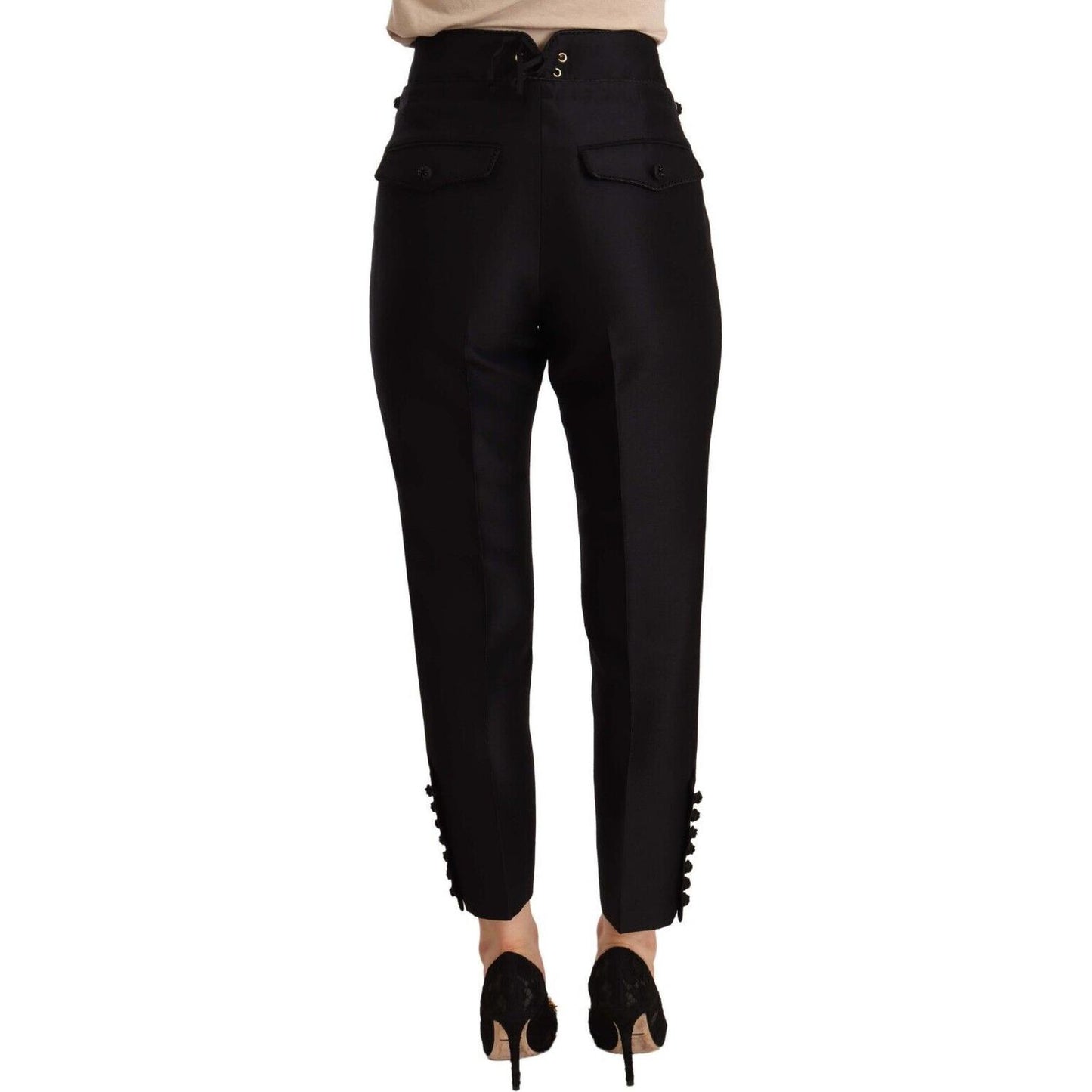 Dsquared² Black Button Embellished Cropped High Waist Pants1728,67345645728,Black,Clothing,Cropped Pants - Pants - Clothing,Dsquared²,IT40|S,Jeans & Pants - Women - Clothing,New with tags,Pants - Clothing,Women,Women - Clothing