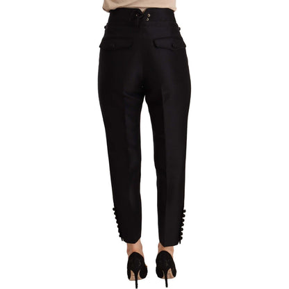 Dsquared² Black Button Embellished Cropped High Waist Pants1728,67345645728,Black,Clothing,Cropped Pants - Pants - Clothing,Dsquared²,IT40|S,Jeans & Pants - Women - Clothing,New with tags,Pants - Clothing,Women,Women - Clothing
