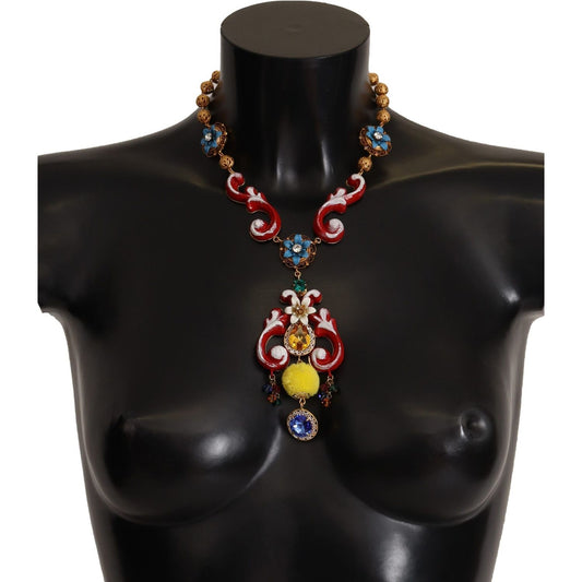 Dolce & Gabbana Multicolor Crystal Statement Necklace Necklace Dolce & Gabbana Black