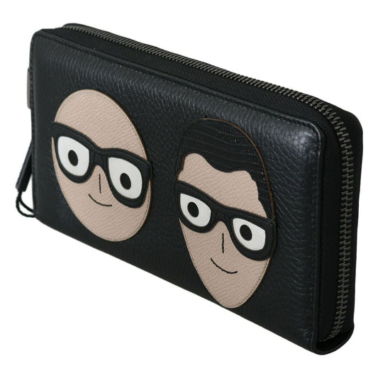 Dolce & Gabbana Elegant Black Leather Continental Wallet Dolce & Gabbana Dark Gray