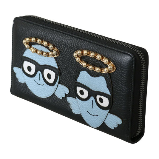 Dolce & Gabbana Elegant Black Leather Zip Wallet Dolce & Gabbana Dark Slate Gray