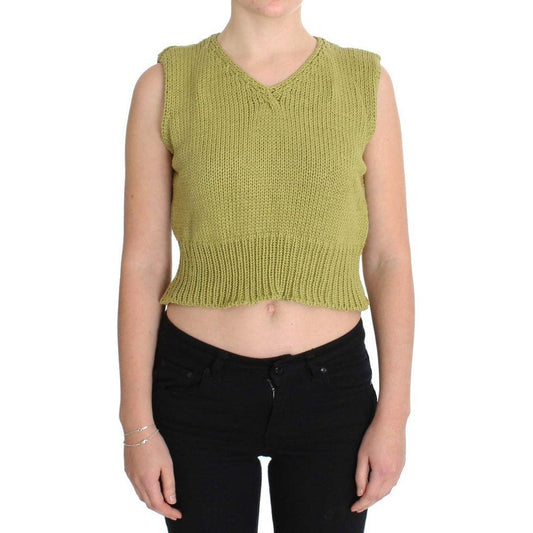 PINK MEMORIES Elegant Green Sleeveless Vest Sweater PINK MEMORIES Dark Khaki
