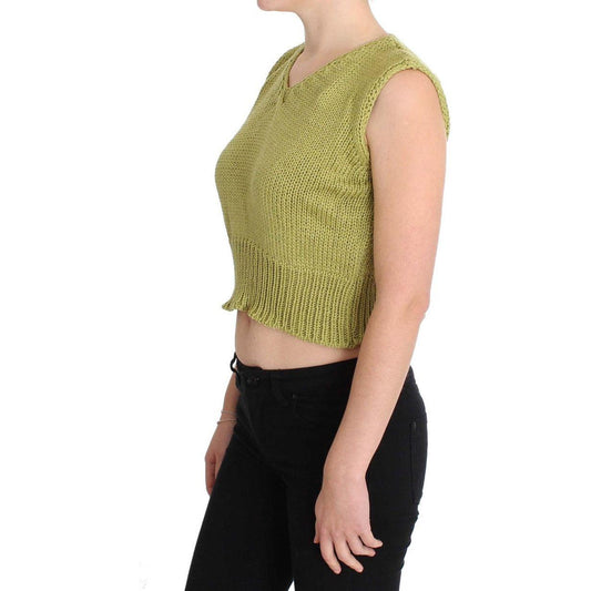 PINK MEMORIES Elegant Green Sleeveless Vest Sweater PINK MEMORIES Tan