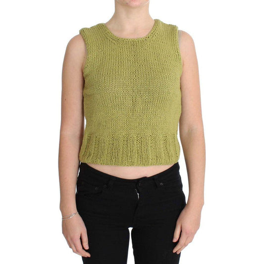 PINK MEMORIES Chic Green Knitted Sleeveless Vest Sweater PINK MEMORIES Dark Khaki