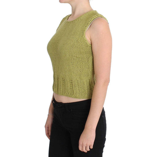 PINK MEMORIES Chic Green Knitted Sleeveless Vest Sweater PINK MEMORIES Dark Khaki
