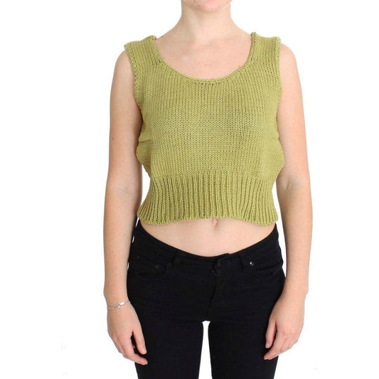 PINK MEMORIES Elegant Green Knit Sleeveless Vest Sweater PINK MEMORIES Tan